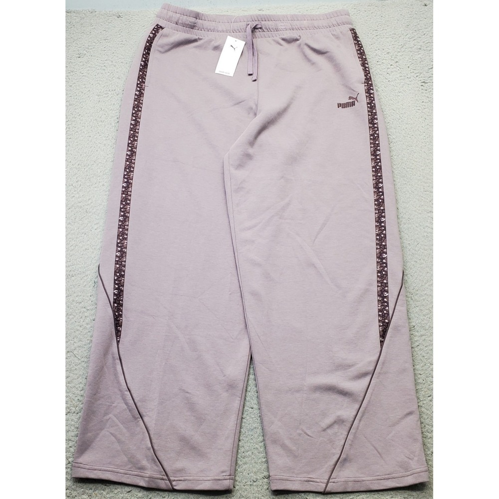 PUMA Essentials Straight Pants Womens XXL Purple Animal Print Comfort 690333-64